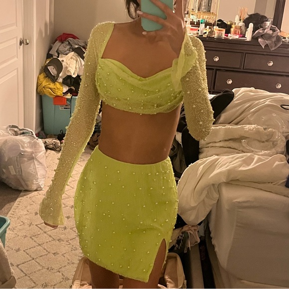 Two Piece Set from Oh Polly in Lime - Picture 3 of 3